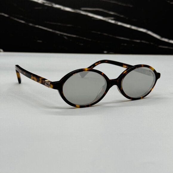NEW MIU MIU MU04ZSF OVAL HAVANA SILVER WOMEN SUNGLASSES MU04ZS VAU07F main image 10